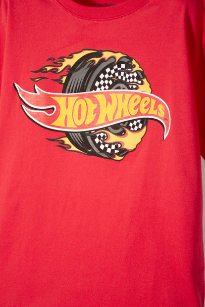 POLERA  DE HOT WHEELS MANGA CORTA ROJO PARA NIÑO