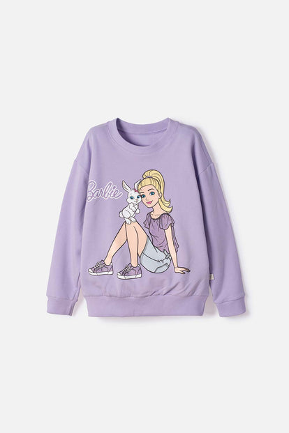 POLERÓN DE BARBIE CERRADO VIOLETA PARA NIÑA