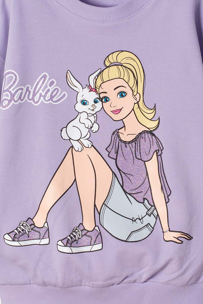 POLERÓN DE BARBIE CERRADO VIOLETA PARA NIÑA