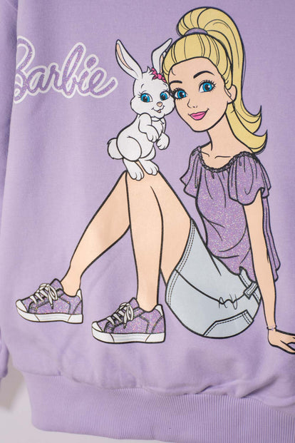 POLERÓN DE BARBIE CERRADO VIOLETA PARA NIÑA