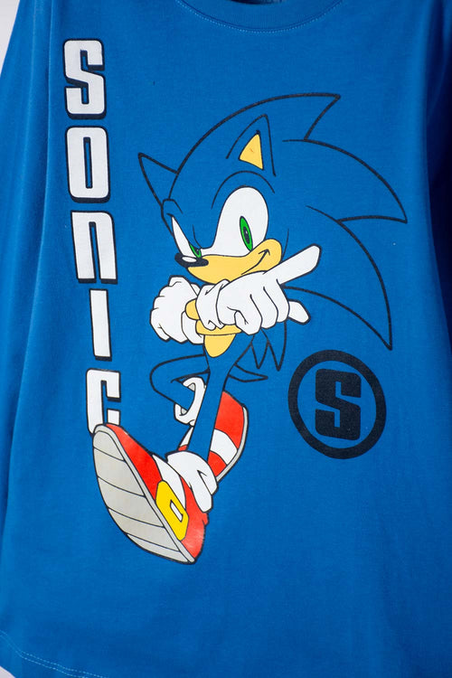 POLERA DE SONIC MANGA LARGA AZUL PARA NIÑO