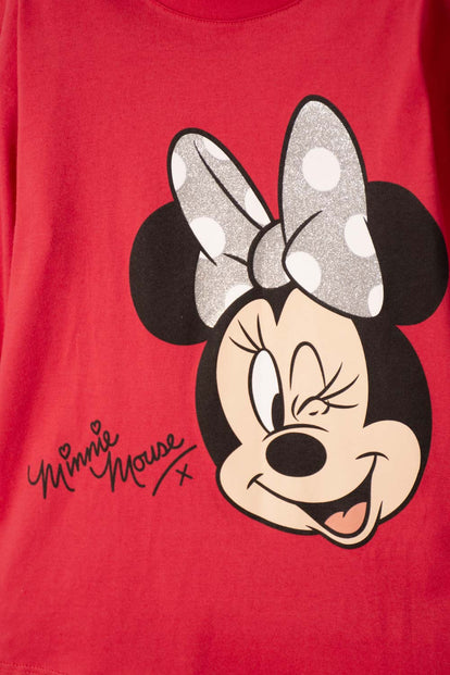 POLERA  DE MINNIE MOUSE MANGA LARGA ROJO PARA NIÑA