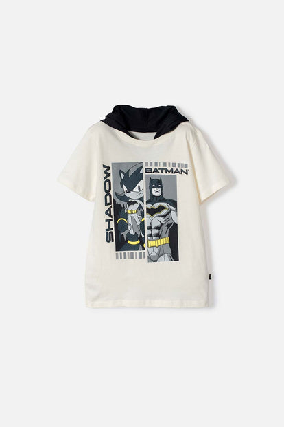 POLERA DE SONIC CON CAPUCHA MANGA CORTA PARA NIÑO