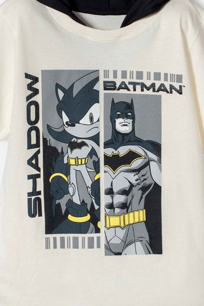 POLERA DE SONIC CON CAPUCHA MANGA CORTA PARA NIÑO