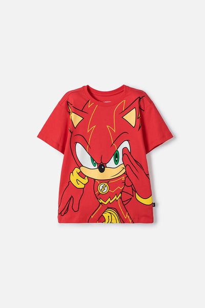 POLERA DE SONIC MANGA CORTA ROJO PARA NIÑO