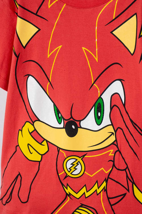 POLERA DE SONIC MANGA CORTA ROJO PARA NIÑO