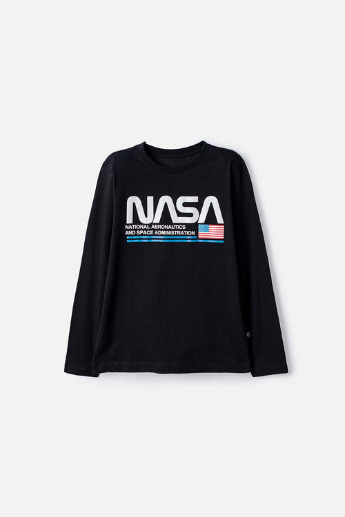POLERA DE LA NASA MANGA LARGA AZUL PARA NIÑO