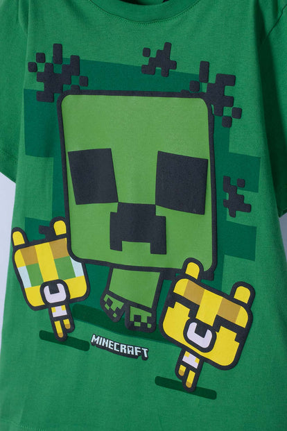 POLERA DE MINECRAFT CON CAPUCHA VERDE PARA NIÑO