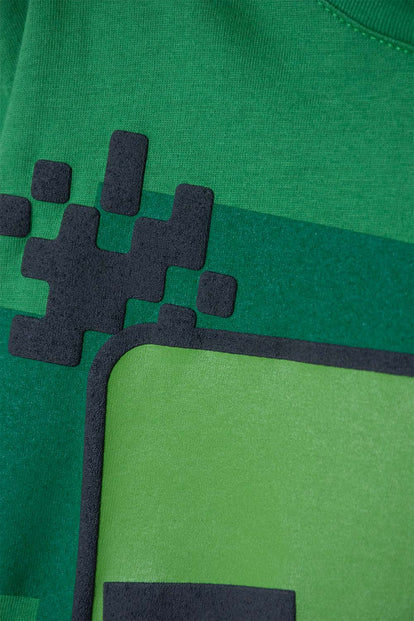 POLERA DE MINECRAFT CON CAPUCHA VERDE PARA NIÑO