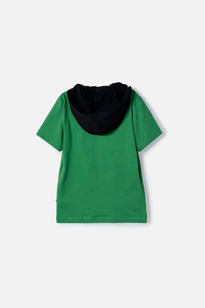 POLERA DE MINECRAFT CON CAPUCHA VERDE PARA NIÑO