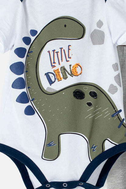 CONJUNTO LITTTLEMIC CON PANTALÓN BLANCO Y GRIS PARA BEBÉ NIÑO