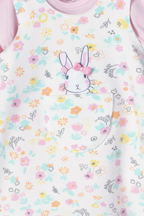 VESTIDO DE DOS PIEZAS LITTLEMIC MANGA CORTA ROSADO PARA BEBÉ NIÑA