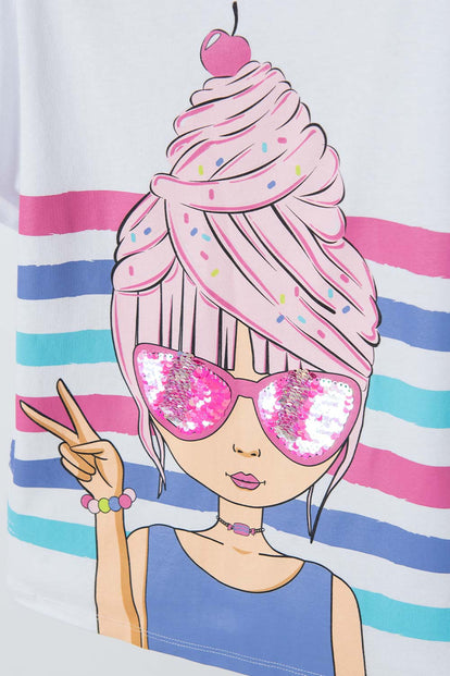 POLERA MIC BLANCA MANGA CORTA PARA NIÑA