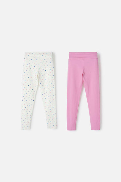 LEGGINS X2 DE MIC NEGRO Y ROSA PARA NIÑA