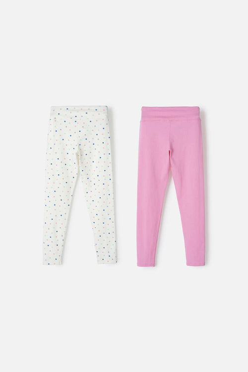 LEGGINS X2 DE MIC NEGRO Y ROSA PARA NIÑA