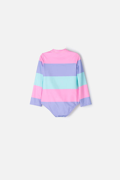 VESTIDO DE BAÑO LITTLEMIC MANGA LARGA MULTICOLOR PARA NIÑA 2T A 5T