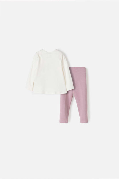 CONJUNTO DE LITTLEMIC CON PANTALÓN LARGO LILA PARA BEBÉ NIÑA