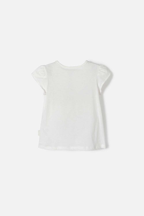 POLERA DE LITTLEMIC MANGA CORTA MARFIL PARA NIÑA 2T A 5T