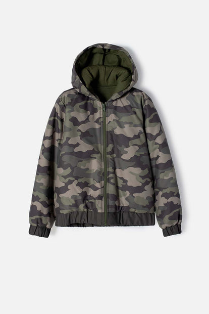 CHAQUETA DE MIC CON CIERRE VERDE MILITAR PARA NIÑO