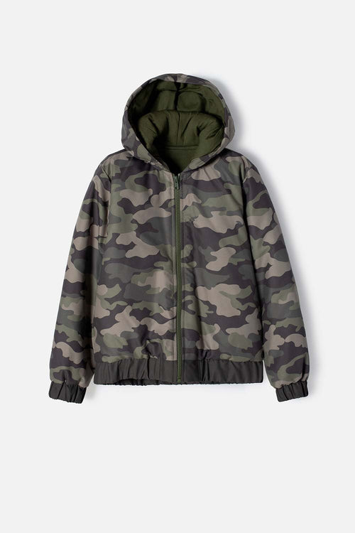 CHAQUETA DE MIC CON CIERRE VERDE MILITAR PARA NIÑO