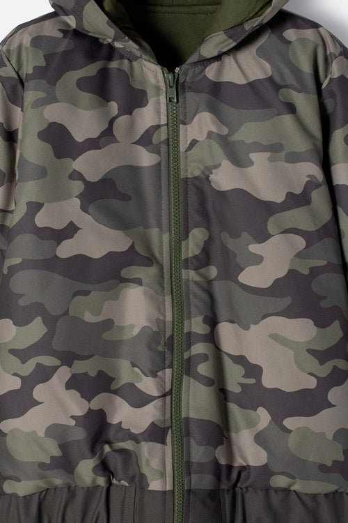 CHAQUETA DE MIC CON CIERRE VERDE MILITAR PARA NIÑO