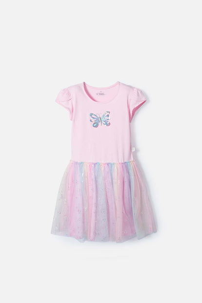 VESTIDO DE MIC CON FALDA EN TULL ROSADA PARA NIÑA