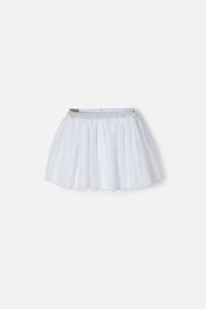 POLLERA DE MIC CORTA BLANCO PARA NIÑA