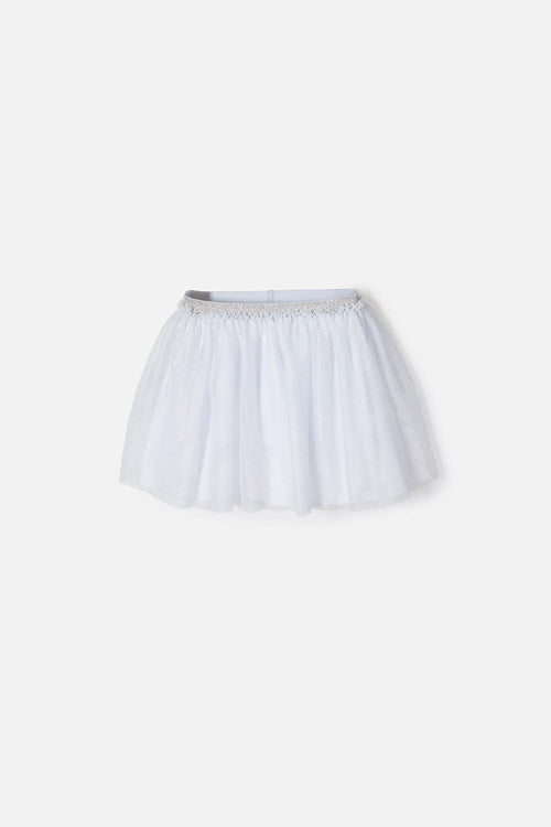 POLLERA DE MIC CORTA BLANCO PARA NIÑA