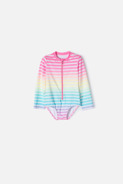 CONJUNTO DE BAÑO LITTLEMIC MANGA LARGA MULTICOLOR PARA NIÑA 2T A 5T
