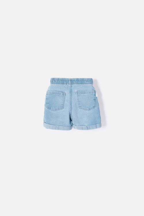 SHORT DE LITTLEMIC CON CORDÓN AZUL PARA NIÑA 2T A 5T