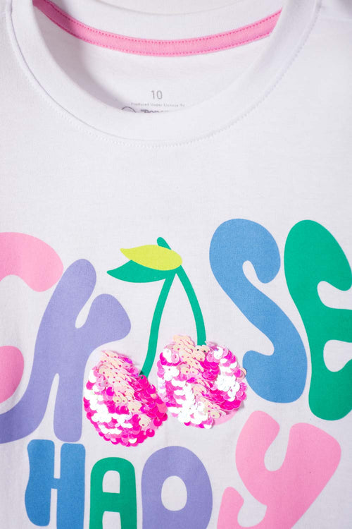 POLERA DE MIC MANGA CORTA BLANCO PARA NIÑA