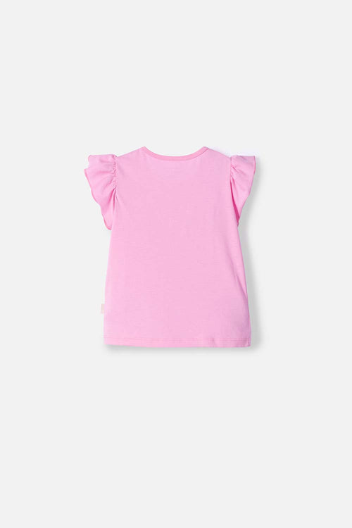 POLERA DE LITTLEMIC MANGA CORTA ROSADO PARA NIÑA 2T A 5T