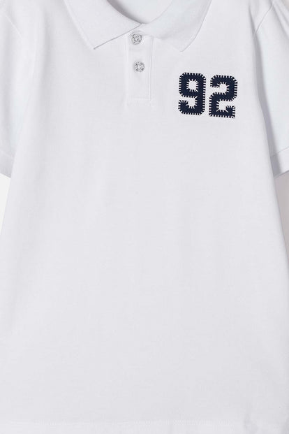 POLERA TIPO POLO MIC BLANCO PARA NIÑO