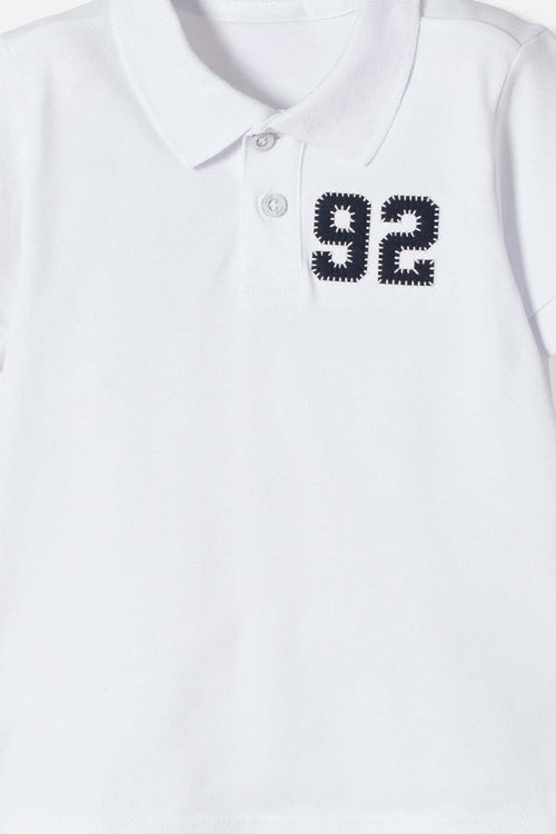 POLERA TIPO POLO DE LITTLEMIC BLANCO PARA NIÑO 2T A 5T
