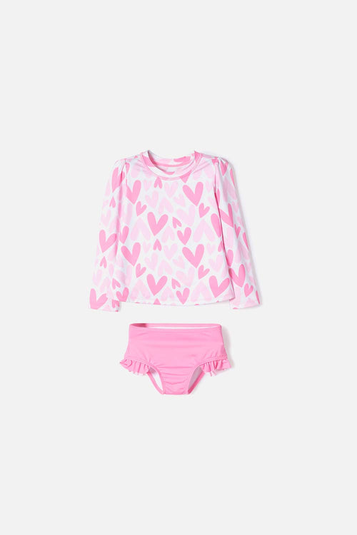 VESTIDO DE BAÑO LITTLEMIC MULTICOLOR MANGA LARGA PARA NIÑA 2T A 5T