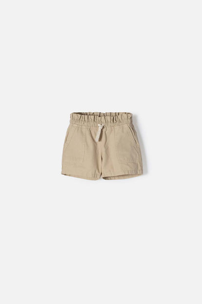 SHORT DE LITTLEMIC CON CORDÓN CAQUI PARA NIÑA 2T A 5T