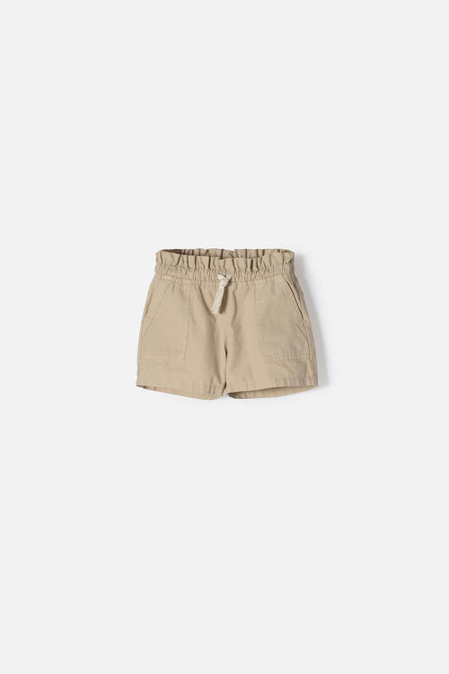 SHORT DE LITTLEMIC CON CORDÓN CAQUI PARA NIÑA 2T A 5T
