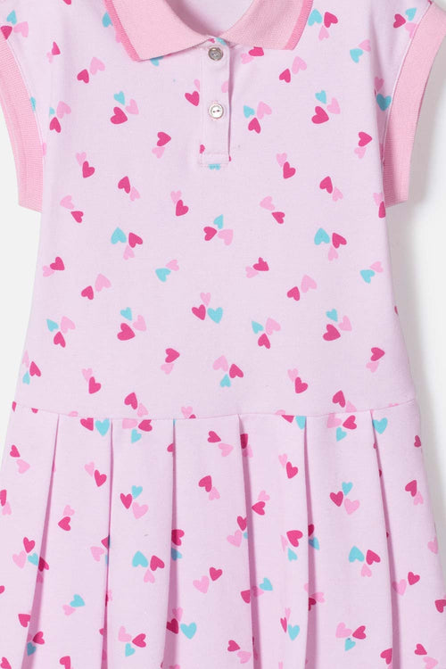 VESTIDO DE LITTLEMIC MANGA CORTA ROSADO PARA NIÑA 2T A 5T