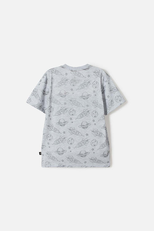 POLERA DE LA NASA MANGA CORTA GRIS PARA NIÑO