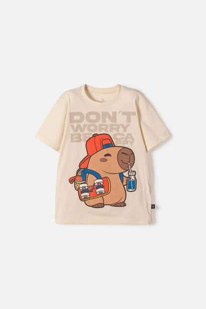 POLERA DE MIC MANGA CORTA ALMENDRA PARA NIÑO