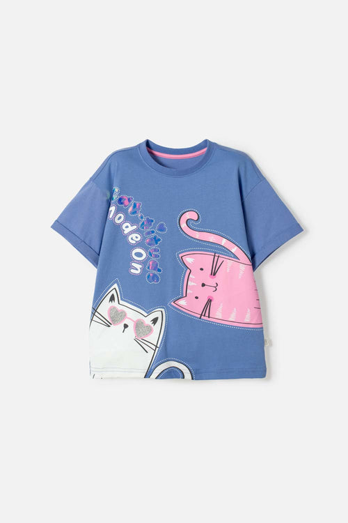 POLERA DE MIC MANGA CORTA AZUL PARA NIÑA