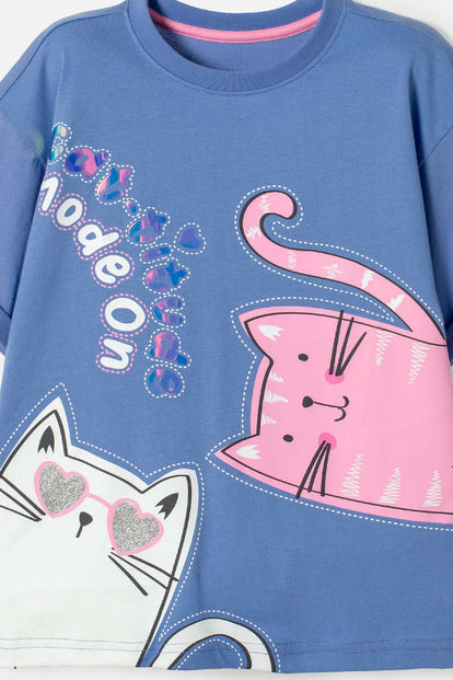 POLERA DE MIC MANGA CORTA AZUL PARA NIÑA