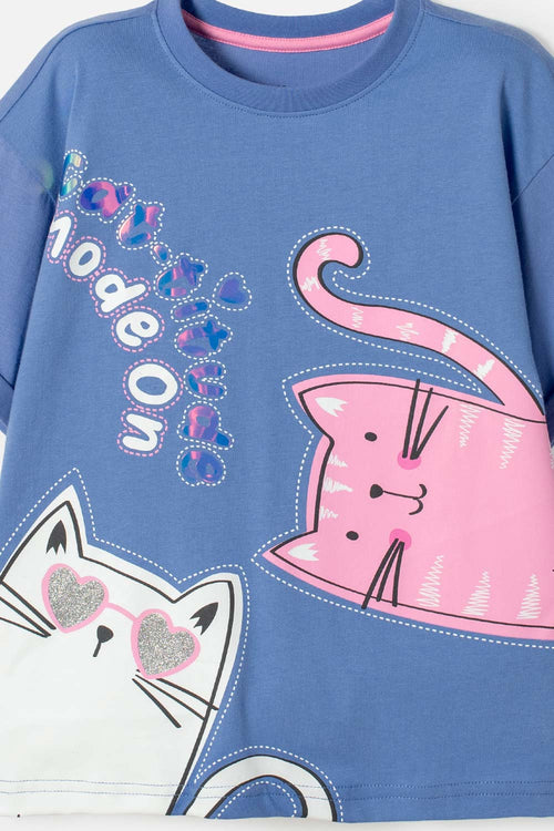 POLERA DE MIC MANGA CORTA AZUL PARA NIÑA