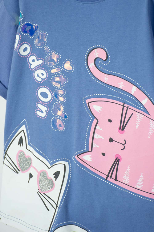POLERA DE MIC MANGA CORTA AZUL PARA NIÑA