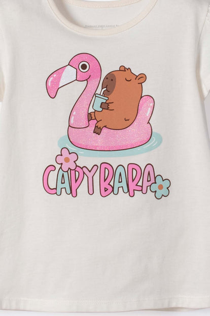POLERA  LITTLEMIC MANGA CORTA MARFIL PARA NIÑA