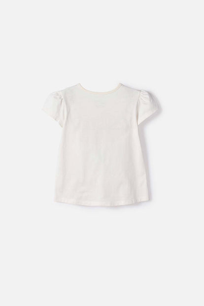 POLERA  LITTLEMIC MANGA CORTA MARFIL PARA NIÑA