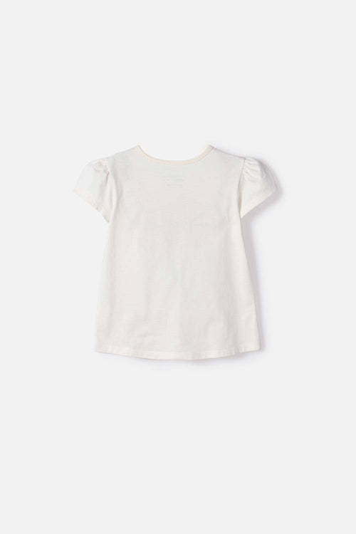 POLERA  LITTLEMIC MANGA CORTA MARFIL PARA NIÑA