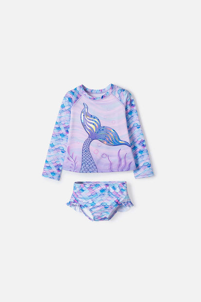 CONJUNTO DE BAÑO DE LITTLEMIC MANGA LARGA MULTICOLOR PARA NIÑA 2T A 6T