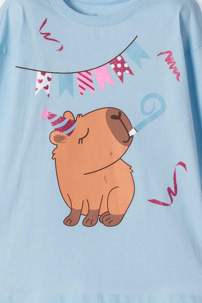 POLERA  DE MIC MANGA LARGA AZUL PARA NIÑA