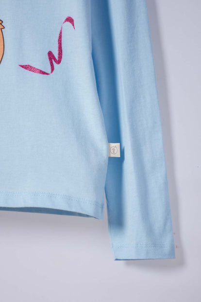 POLERA  DE MIC MANGA LARGA AZUL PARA NIÑA